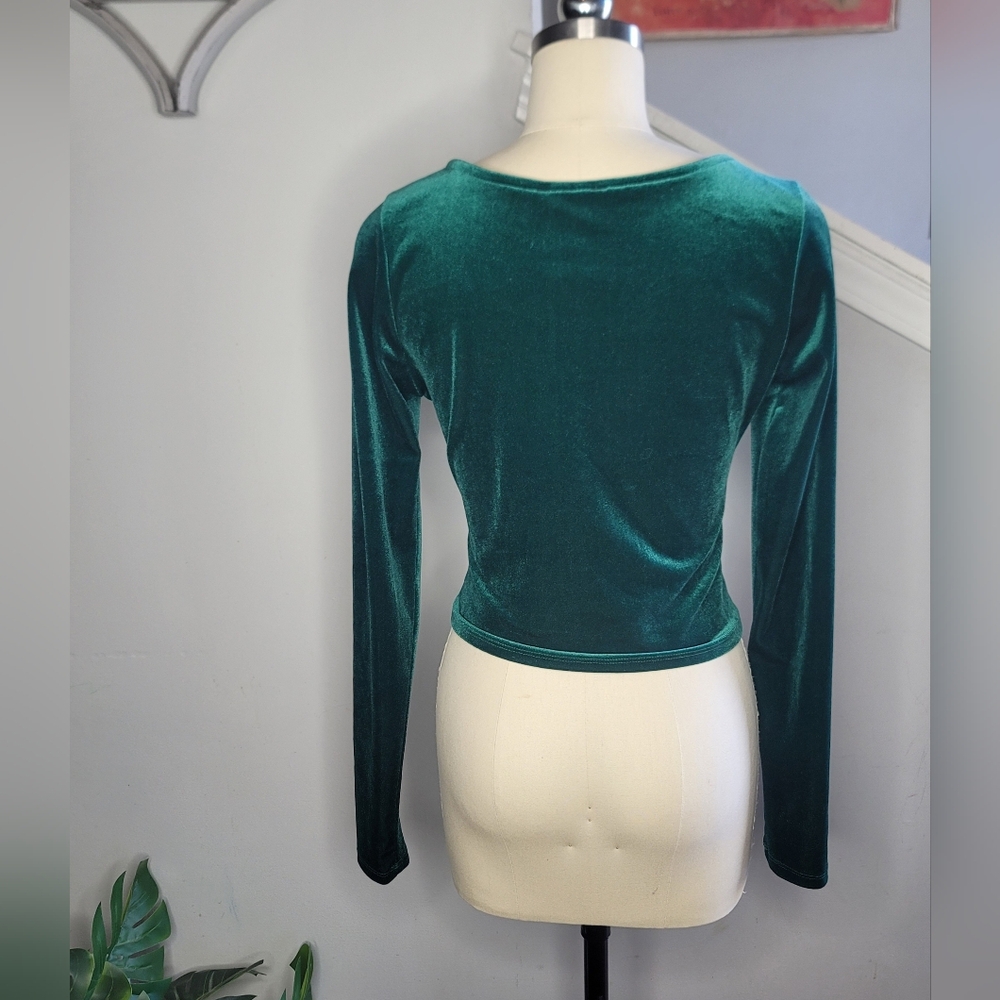 Thorn & Fable Velour Corset Top Lace Up Fairycore Green Size Small - Picture 4 of 8